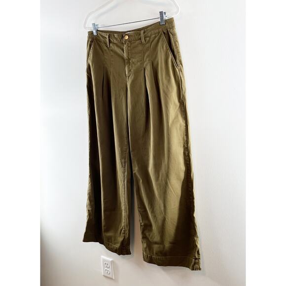 L'Agence Jayce High Rise Pleated Chino Wide Leg Pants Green 29 / 8 - Picture 8 of 11